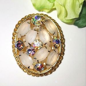 JULIANA FROSTED & AB RHINESTONE BROOCH - VINTAGE BEAUTY